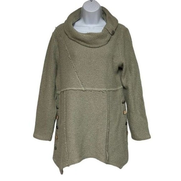 Soft Surroundings Cowl Neck Tunic Button Detail Knit Top Pullover Women's Medium - Picture 1 of 12